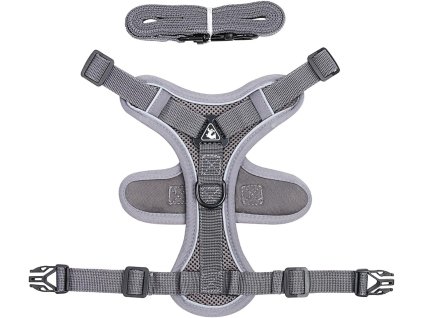 Nastavitelný hrudní postroj pro psy a kočky s vodítkem, šedá, XL (1)