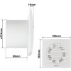 EUROPLAST Ø125 mm koupelnový ventilátor se senzorem vlhkosti a časovačem – bílý, tichý ventilátor (4)