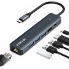 USB C adaptér Ethernet, 4K HDMI, LAN RJ45 Gigabit, 3xUSB 3.0, 100W PD (1)