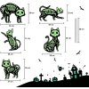 5ks Strašidelně zářící kostra černé kočky, zelená fluorescence (1)