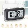 Digitální budík na baterie s odložením, datem, teplotou, 4,3 LCD, černý (6)