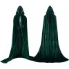 Plášť s kapucí dlouhý, samet, plyš, zelený (1)