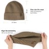 Baggy Beanie Pletená vlněná čepice zimní s teplou podšívkou, unisex, hnědá (7)