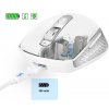 Dobíjecí ergonomická myš, Bluetooth, 2.4 GHz, USB, 2400 DPI, bílá (6)
