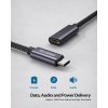 Maxonar USB C prodlužovací kabel 30 cm, USB3.2, 20Gbit, 140W 5A, šedý (7)