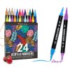 Zenacolor® 24ks akrylových voděodolných popisovačů s dvojitou špičkou (jemná špička a štětec) (2)