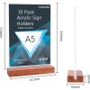 10ks oboustranný transparentní stojan na menu A5, akryl, dřevěné podstavce (4)