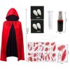 Kostým upíra pro děti, upíří plášť 120 cm, upíří zuby, umělá krev, dočasné tetování (4)