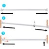 2ks Teleskopická tyč 74 134 cm, bez vrtání, sprcha, šatník, závěsy, bílá (3)