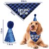 Narozeninový šátek pro psy a kočky s čepičkou, bavlněný, modrý (5)