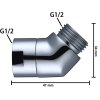 Generic otočný adaptér ruční sprchy 45°, pochromovaný, G 1 2 (5)