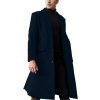 Pánský Casual Slim Fit jednořadový kabát dlouhý, trenčkot, 2XL, tmavě modrý (2)