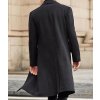 Pánský Casual Slim Fit jednořadový kabát dlouhý, trenčkot, XL, černý (3)