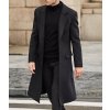 Pánský Casual Slim Fit jednořadový kabát dlouhý, trenčkot, XL, černý (4)