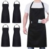 4ks kuchařské zástěry se 2 kapsami, černé (1)