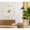 Akrylové zrcadlové hodiny s QUARTZ tichým strojkem, nalepovací dekorace, zlatá (3)