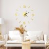 Akrylové zrcadlové hodiny s QUARTZ tichým strojkem, nalepovací dekorace, zlatá (1)