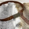 HiiFeuer Vikingský pásek s ražením, severský rytířský opasek z umělé kůže, 165 cm (5)