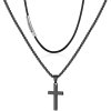 Sada 2 náhrdelníků s křížem, černý přívěsek s křížem, 51 cm 3 mm (1)