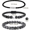 Sada 3ks pánských náramků, černý kožený, tygří oko, lávový kámen (2)