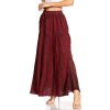 Sakkas Olivia dámská maxi cikánská dlouhá sukně s elastickým pasem a krajkou, burgundská (3)