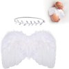 Andělská křídla z peří s listovým páskem do vlasů, rekvizity pro novorozence (1)
