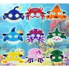 9ks plstěných zvířecích masek pro děti mořská zvířata (18x18 cm) (3)