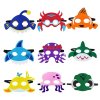 9ks plstěných zvířecích masek pro děti mořská zvířata (18x18 cm) (1)