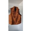Pánská semišová vesta dvouřadá, klasická kovbojová vesta, umělá kůže, burgundská, XXL (6)