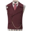 Pánská semišová vesta dvouřadá, klasická kovbojová vesta, umělá kůže, burgundská, XXL (1)
