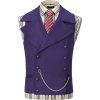 Pánská semišová vesta dvouřadá, klasická kovbojová vesta, umělá kůže, fialová, XL (1)