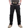 Pánské lehké outdoorové kalhoty s 9 kapsami, L, černé, cargo (4)