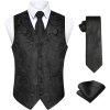 Enlision Pánská žakárová vesta, kravata a kapesníček, 3XL, černá (1)