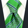 SHLAX&WING (S&W) kravata pro muže, smaragdově zelené proužky, XL (3)