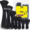 700ks stahovací pásky černé, 100 150 200 250 300 mm x 3,6 mm (6)