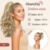 Koňský ohon, příčesek se svorkou, prodloužení vlasů pro dámy, 43 cm, tmavá popelavá blond smíšená bělící blond (3)