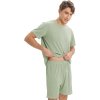 Pyžamo krátké pánské letní dvoudílné s elastickým pasem a kapsami, zelené (5)
