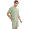 Pyžamo krátké pánské letní dvoudílné s elastickým pasem a kapsami, zelené (6)