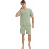 Pyžamo krátké pánské letní dvoudílné s elastickým pasem a kapsami, zelené (1)