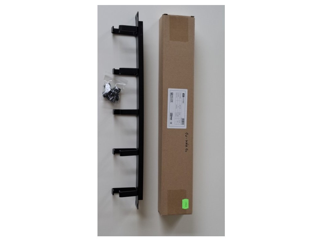 Lišta kabelová RACKSYSTEMS, nízká, 5xháček, Rack19", 1U, kov, černá