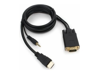 Kabel GEMBIRD HDMI (M) - VGA (F) 1.8m, pasiv, v1.4, mini-stereo jack, černá