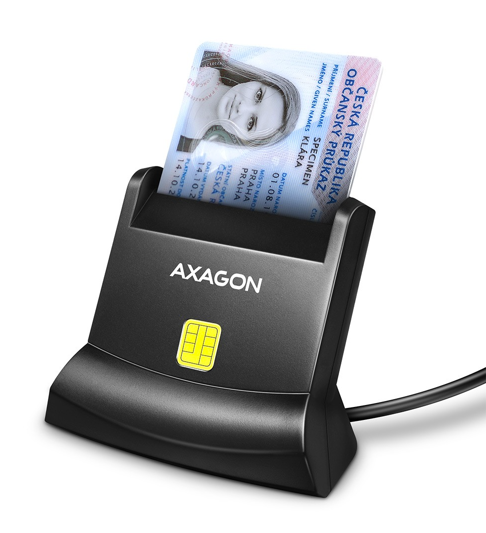 Čtečka kontaktních karet AXAGON CRE-SM2, USB externí, eObčanka, Memory Card Reader