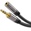 Kabel PREMIUMCORD Audio, Jack 3.5mm (M) - Jack 3.5mm (F), 1.5m, stereo, stíněný, pozlacene kontakty, kov, černý