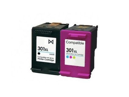 Náplně do tiskárny HP CH563EE + HP CH564EE, (HP 301 XL, černá + HP 301 XL, barevná) - kompatibilní (neoriginální kazety)