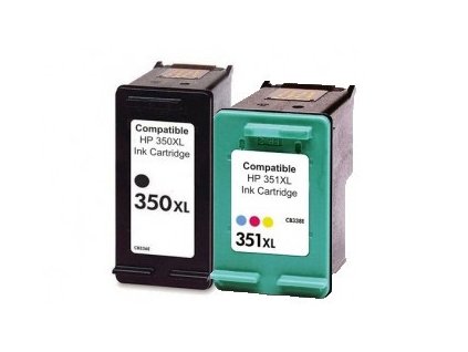 Náplně do tiskárny HP CB338EE + HP CB336EE, barevná + černá (HP 350 XL + HP 351 XL) - kompatibilní (neoriginální kazety)
