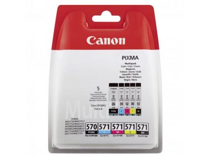 Náplně do tiskárny Canon PGI-570PGBK + CLI-571 BK/C/M/Y Multi Pack, černá + barevné (0372C004) - originální kazety