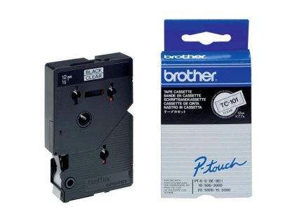 Brother TC-101, 12mm, černý tisk/průsvitný podklad - originální páska laminovaná