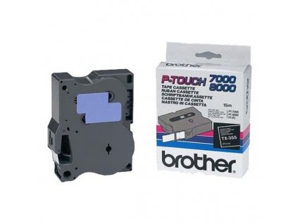 Brother TX-355, 24mm, bílý tisk/černý podklad - originální páska laminovaná