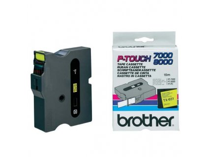 Brother TX-651, 24mm, černý tisk/žlutý podklad - originální páska laminovaná