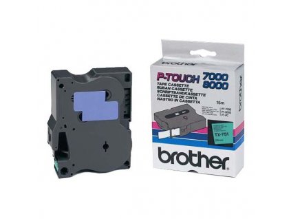 Brother TX-751, 24mm, černý tisk/zelený podklad - originální páska laminovaná